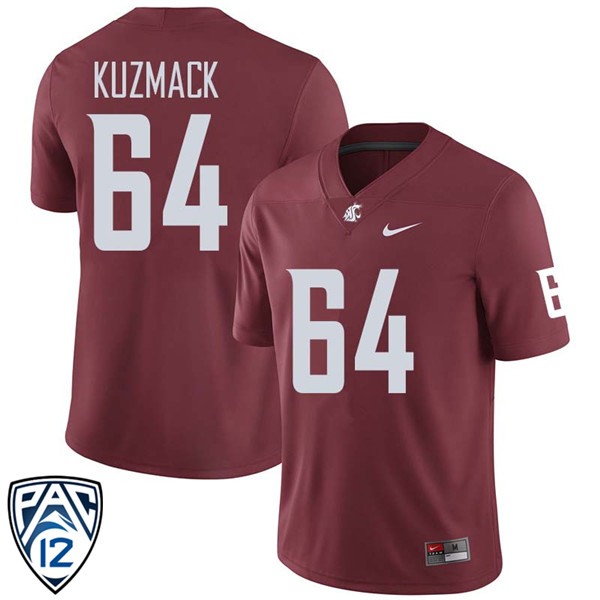 Men #64 Alec Kuzmack Washington State Cougars College Football Jerseys Sale-Crimson